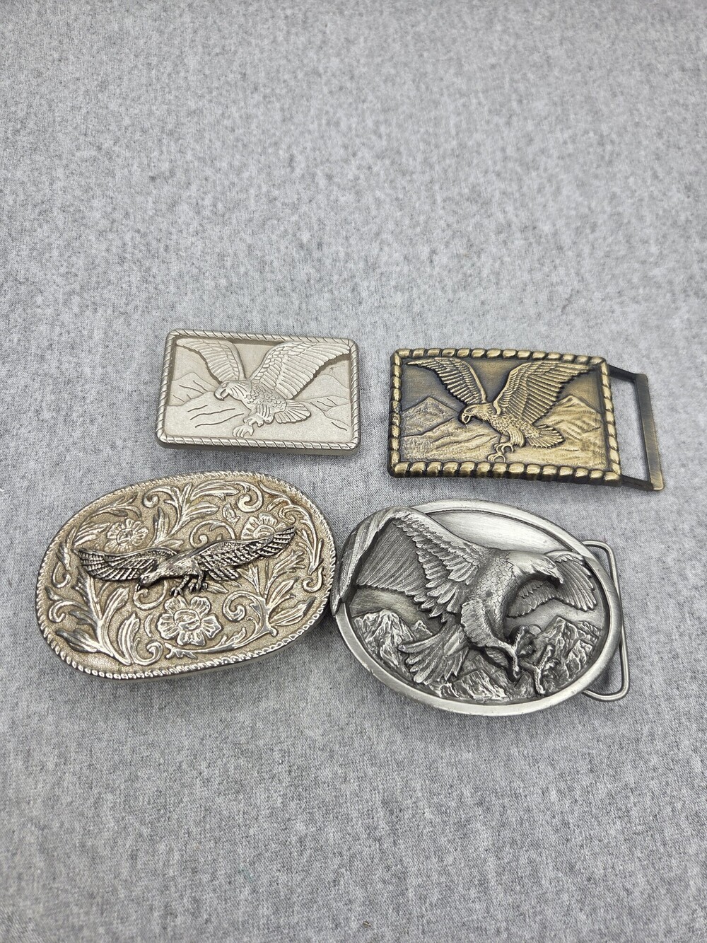 Vintage Lot of 4 American Eagle Belt Buckles Bergamot Brass Works Pewter
